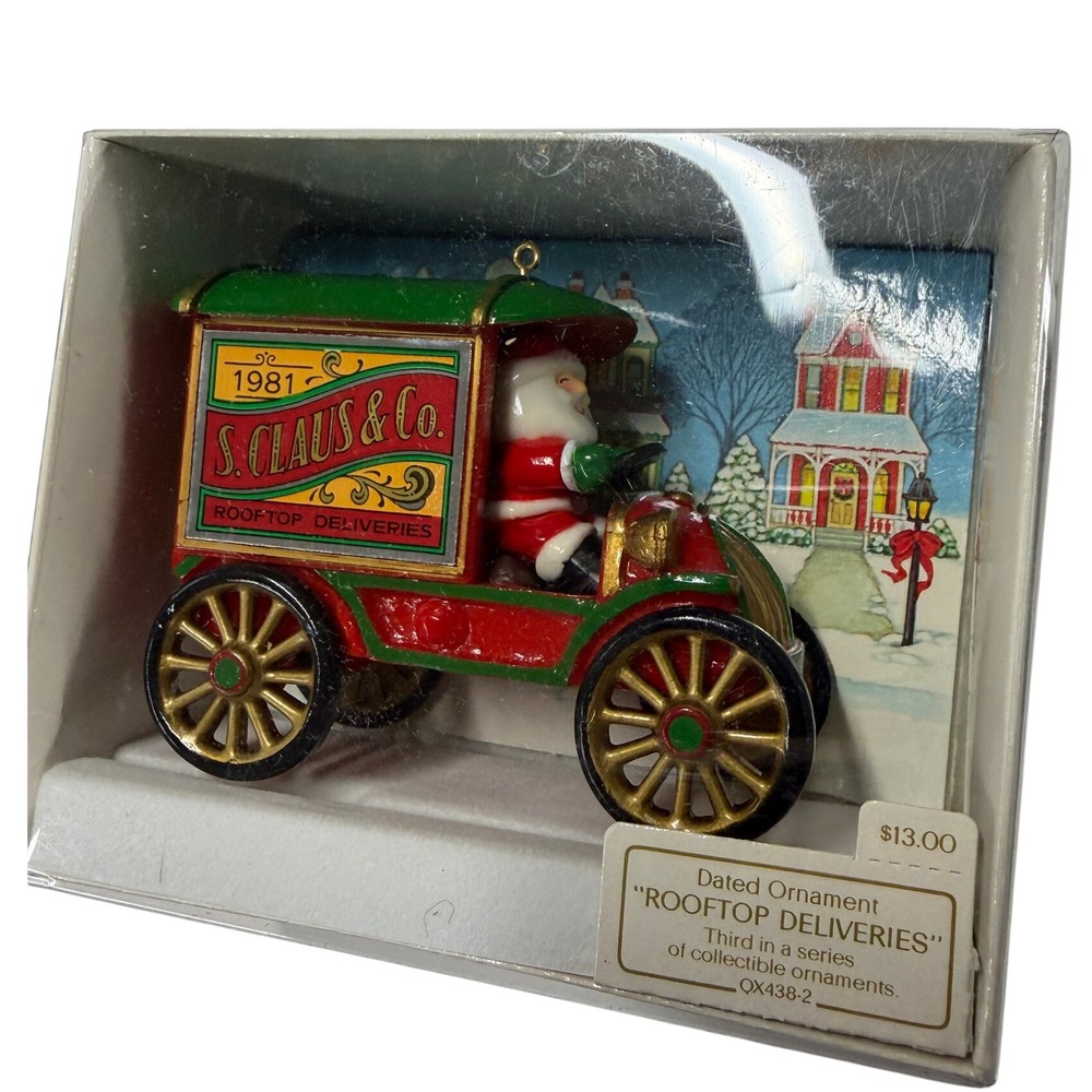 1981 Hallmark Keepsake Ornament Rooftop Deliveries Santa Truck QX438-2 Vintage